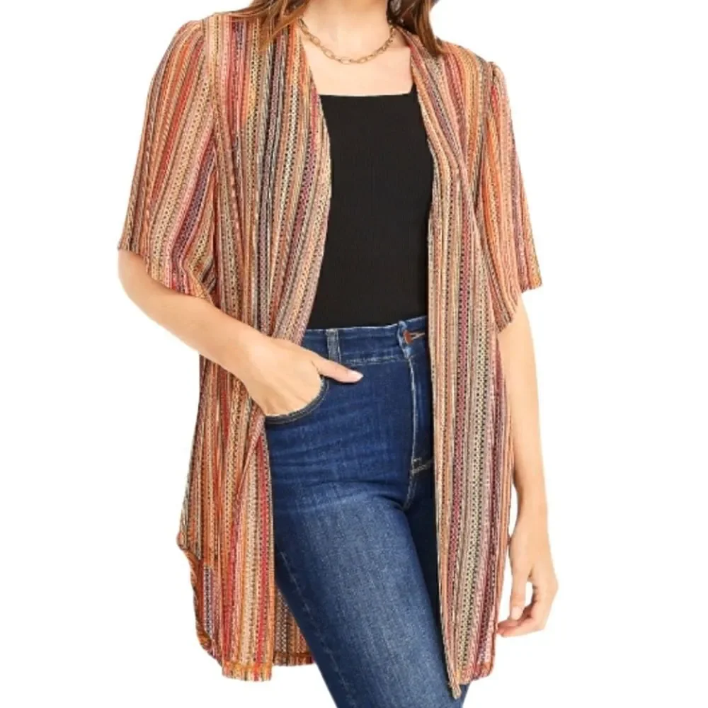 EC MAURICES STRIPED MULTICOLOR KNIT KIMONO SZ.XS